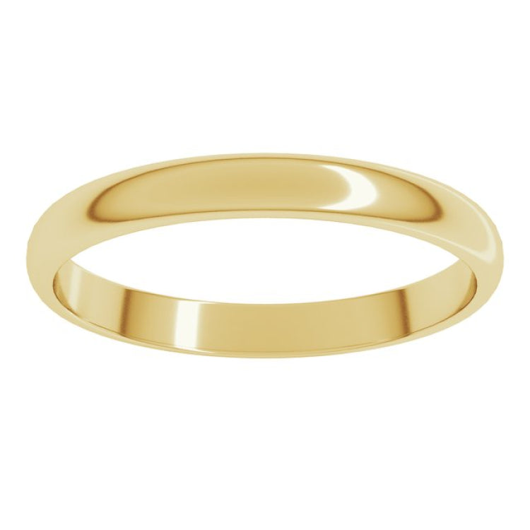 14K Yellow Gold 2.5 mm Lightweight Half Round Band Size 8.5