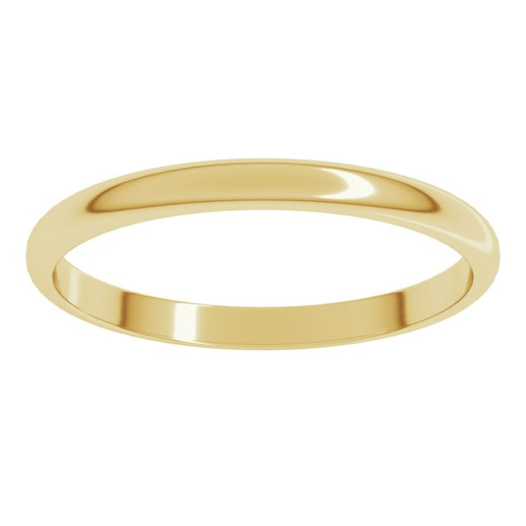 14K Yellow Gold 2 mm Lightweight Half Round Band Size 4.5
