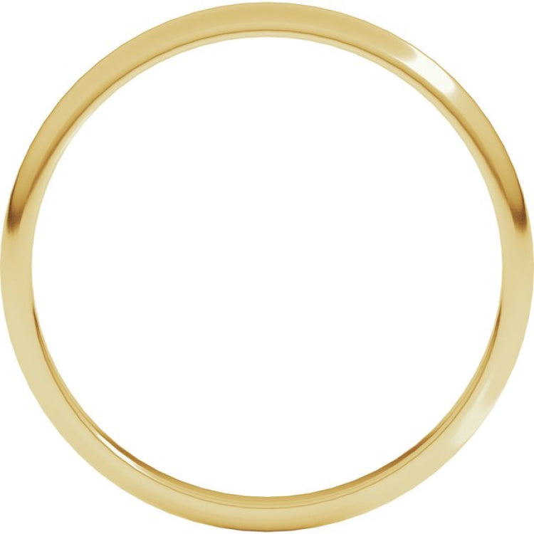 14K Yellow Gold 2 mm Lightweight Half Round Band Size 4