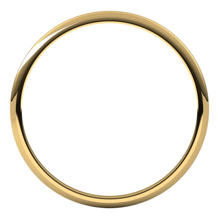 14K Yellow Gold 1 mm Lightweight Half Round Band Size 5.5