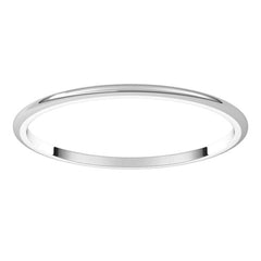 14K White Gold 1 mm Lightweight Half Round Band Size 8