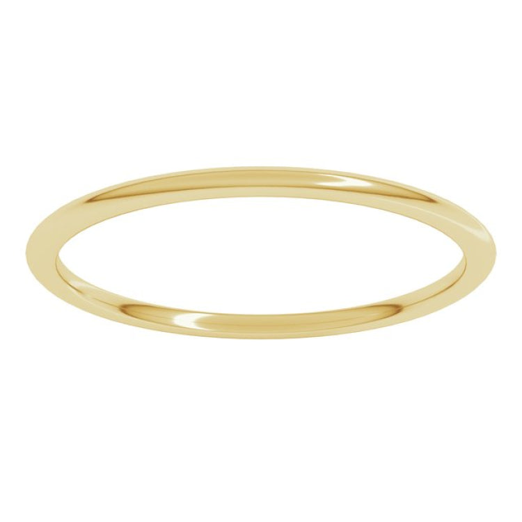 14K Yellow Gold 1 mm Lightweight Comfort-Fit Half Round Band Size 5.5