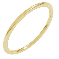 14K Yellow Gold 1 mm Lightweight Comfort-Fit Half Round Band Size 7