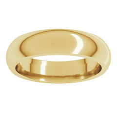18K Yellow Gold 5 mm Comfort-Fit Half Round Band Size 9.5