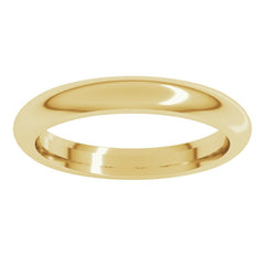 18K Yellow Gold 3 mm Comfort-Fit Half Round Band Size 8.5
