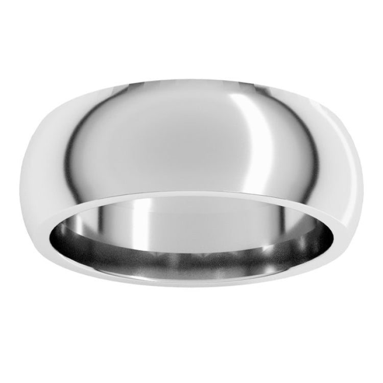 14K White Gold 7 mm Comfort-Fit Half Round Band Size 9.5
