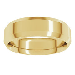 14K Yellow Gold 6 mm Beveled-Edge Comfort-Fit Flat Band Size 6