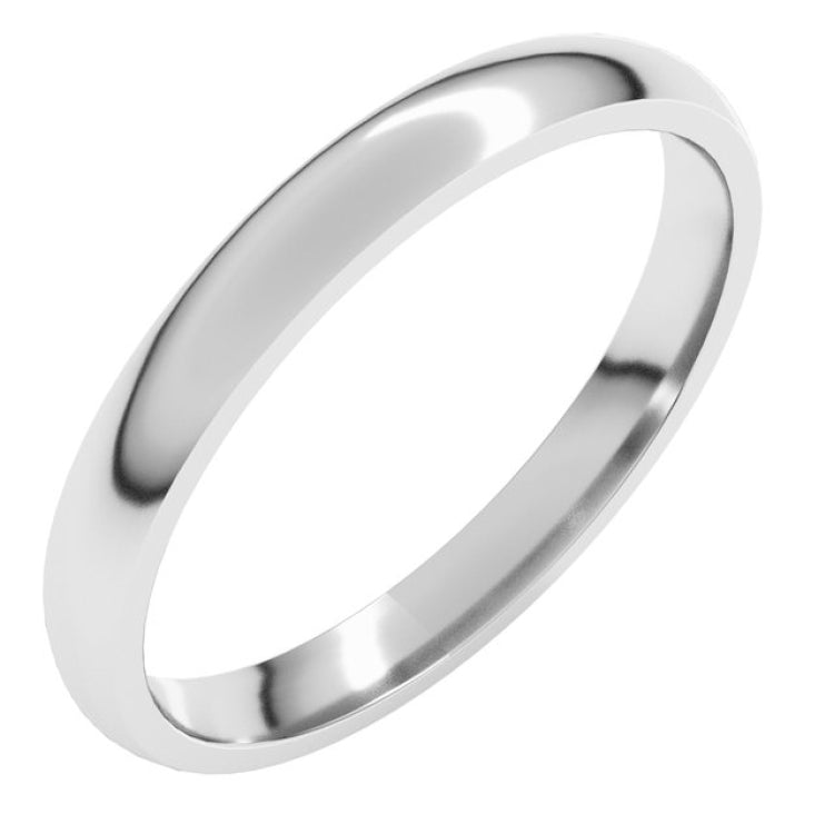 14K White Gold 2.5 mm Lightweight Comfort-Fit Half Round Band Size 3.5