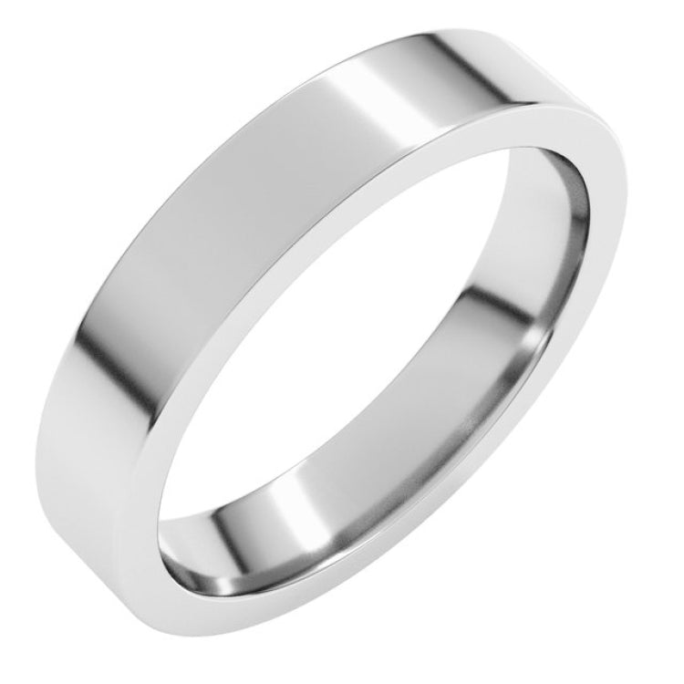 14K White Gold 4 mm Comfort-Fit Flat Band Size 6.5