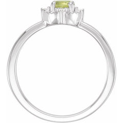 Sterling Silver Natural Peridot & .04 CTW Natural Diamond Halo-Style Ring