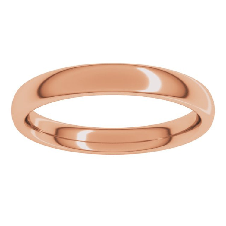 10K Rose Gold 3 mm Comfort-Fit European-Style Band Size 6.5