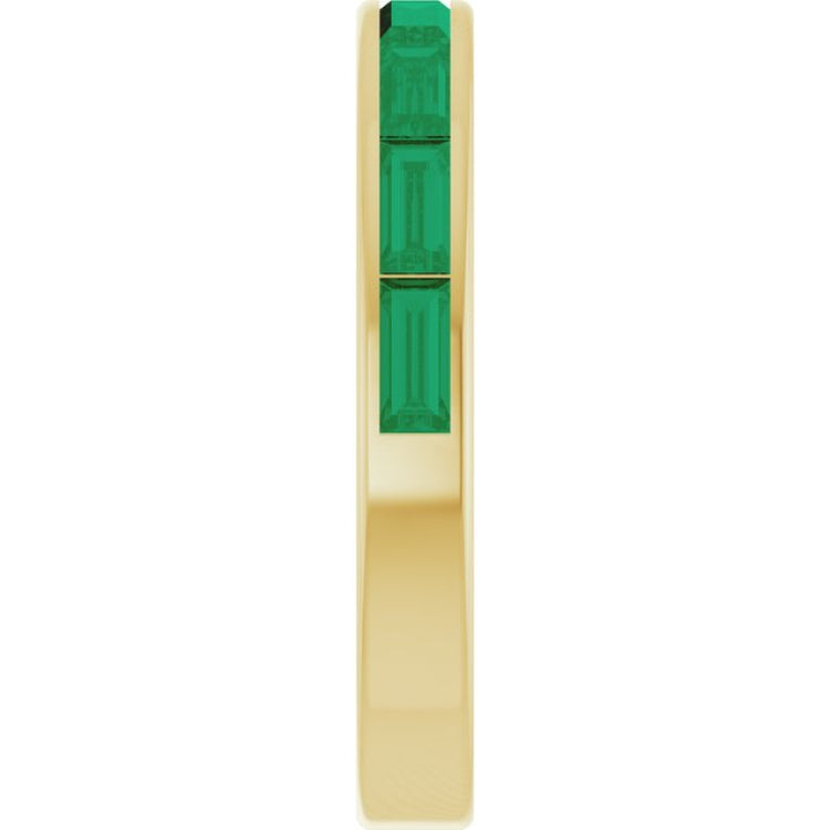 14K Yellow Gold Lab-Grown Emerald Stackable Ring