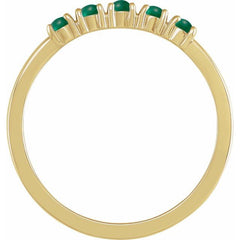 14K Yellow Gold Natural Emerald Cabochon Stackable Ring