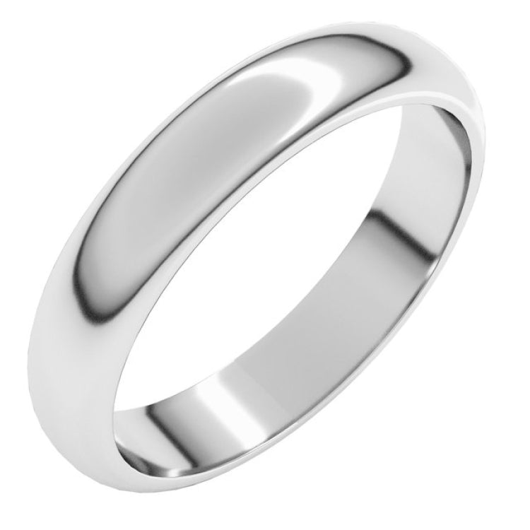 14K White Gold 4 mm Half Round Band Size 6.5
