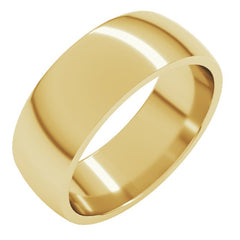 18K Yellow Gold 7 mm Lightweight Comfort-Fit Half Round Band Size 7