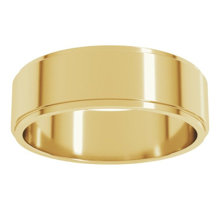 10K Yellow Gold 6 mm Stepped-Edge Flat Band Size 9