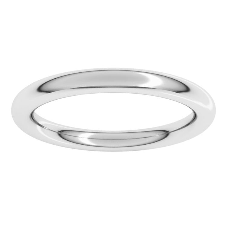 14K White Gold 2.5 mm Comfort-Fit Full Round Band Size 10