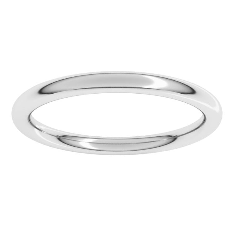 18K White Gold 2 mm Comfort-Fit Full Round Band Size 6