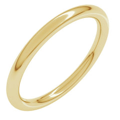 18K Yellow Gold 2 mm Comfort-Fit Full Round Band Size 8