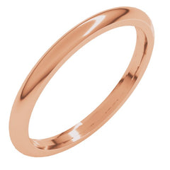 18K Rose Gold 2 mm Comfort-Fit Half Round Band Size 7