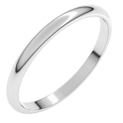 14K White Gold 2 mm Lightweight Half Round Band Size 9
