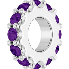14K White Gold Natural Amethyst Spacer Charm/Pendant