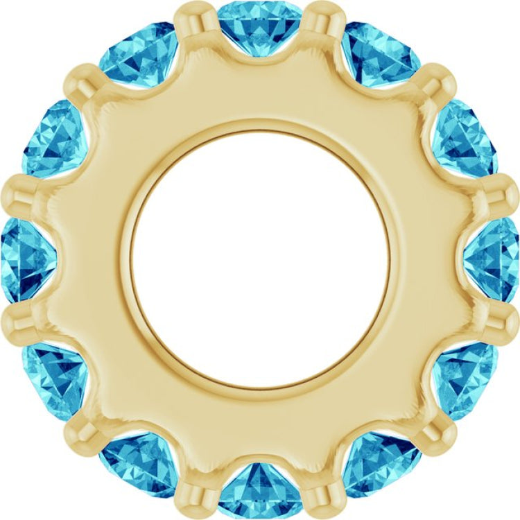 14K Yellow Gold Natural Blue Zircon Spacer Charm/Pendant