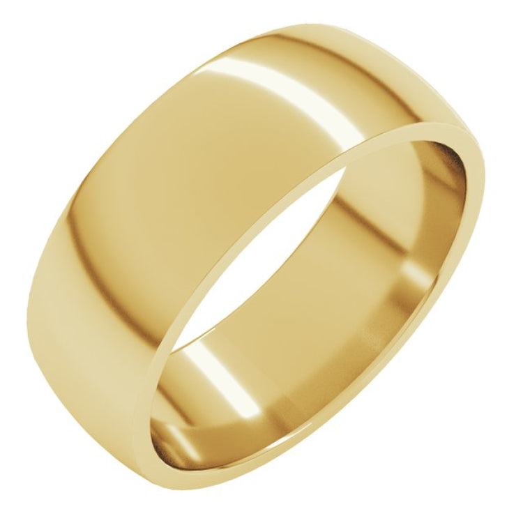 10K Yellow Gold 7 mm Lightweight Comfort-Fit Half Round Band Size 8.5