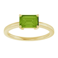 14K Yellow Gold Natural Peridot Solitaire Ring