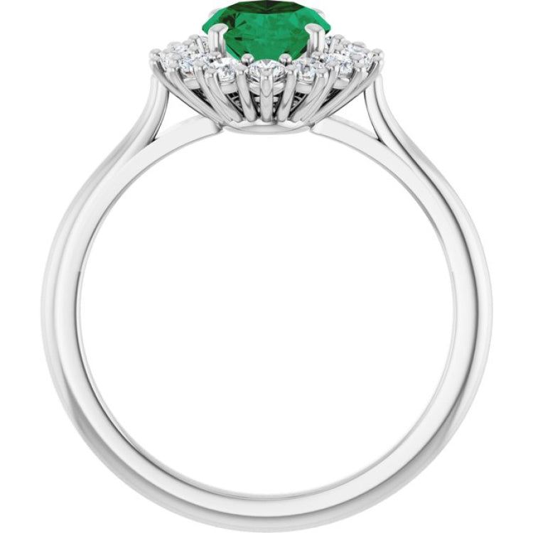 14K White Gold Lab-Grown Emerald & 1/3 CTW Lab-Grown Diamond Ring