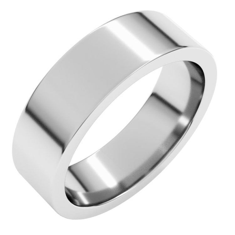 14K White Gold 6 mm Comfort-Fit Flat Band Size 10.5