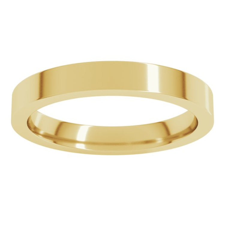 10K Yellow Gold 3 mm Comfort-Fit Flat Band Size 6