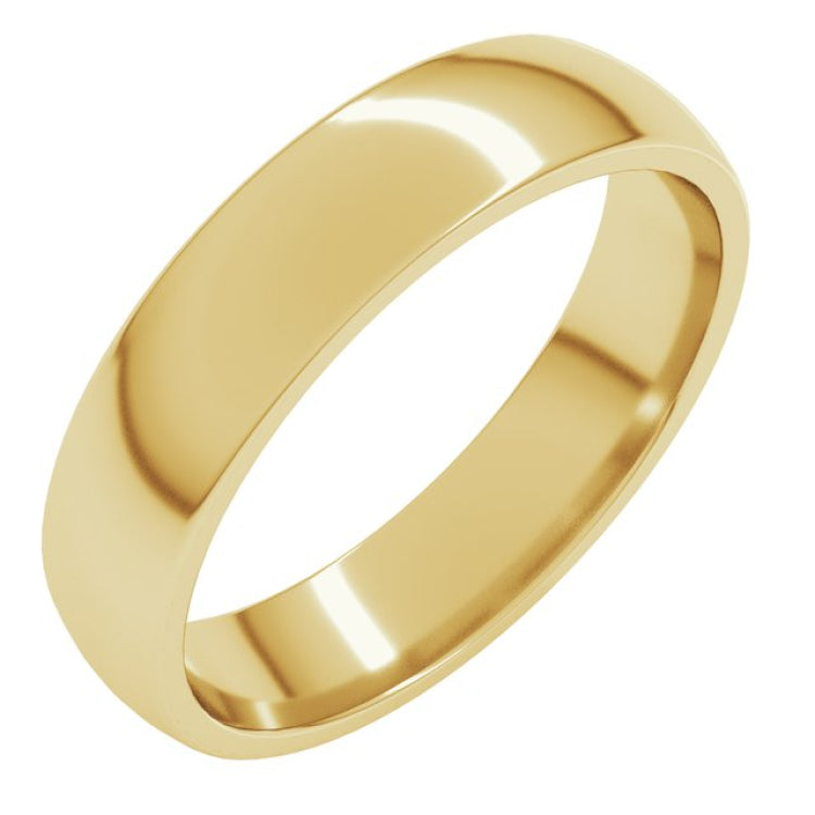 14K Yellow Gold 4.5 mm Lightweight Comfort-Fit Half Round Band Size 8