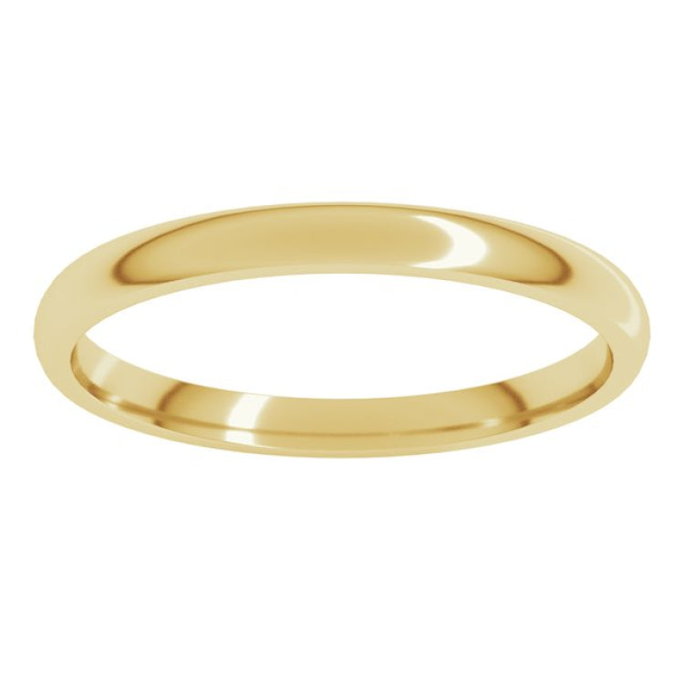 10K Yellow Gold 2 mm Lightweight Comfort-Fit Half Round Band Size 5