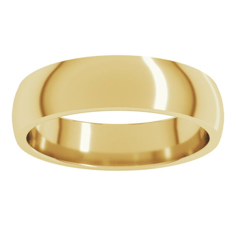 10K Yellow Gold 5 mm Lightweight Comfort-Fit Half Round Band Size 8.5