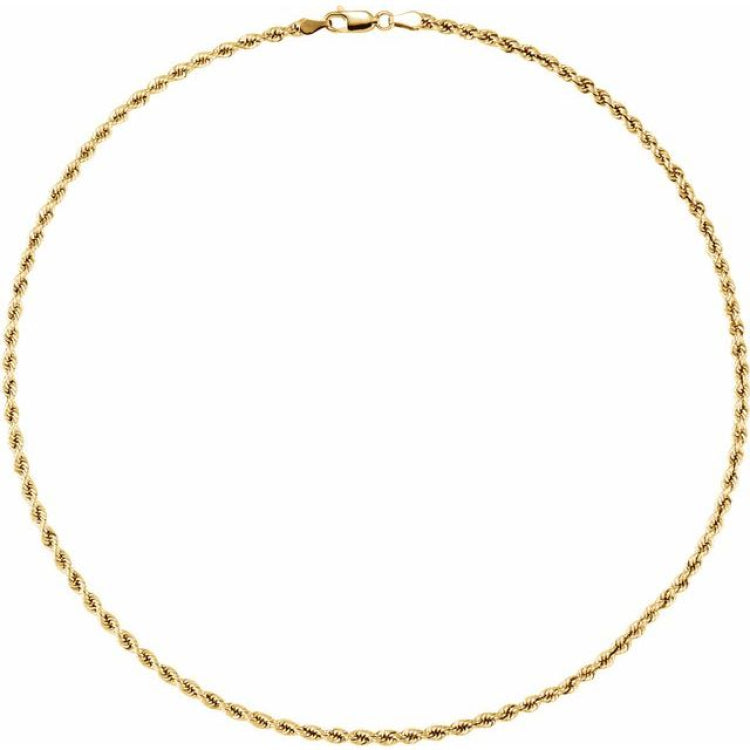 14K Yellow Gold 3 mm Rope 24" Chain