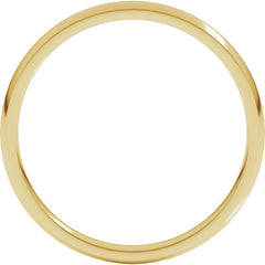 14K Yellow Gold 2 mm Lightweight Comfort-Fit Half Round Band Size 6.5