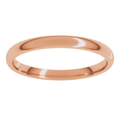 14K Rose Gold 2 mm Lightweight Comfort-Fit Half Round Band Size 4