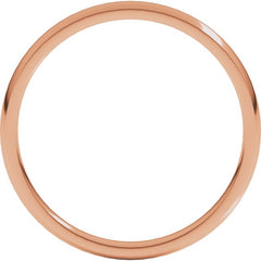 14K Rose Gold 2 mm Lightweight Comfort-Fit Half Round Band Size 5.5