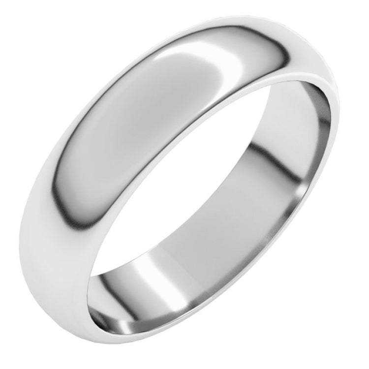 14K White Gold 5 mm Half Round Band Size 12