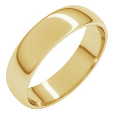 10K Yellow Gold 5 mm Lightweight Half Round Band Size 7.5