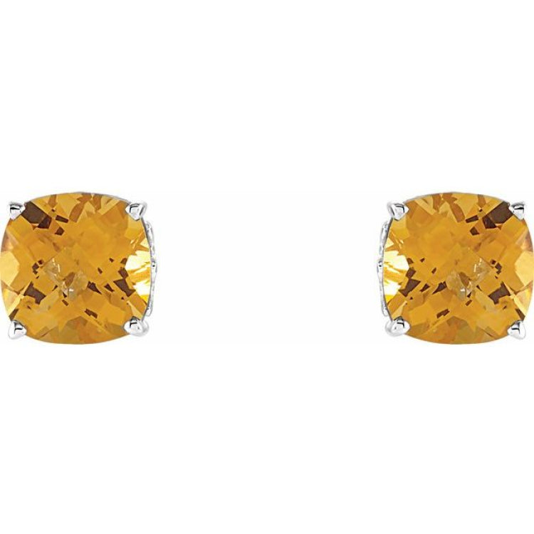 Sterling Silver Natural Citrine Scroll Setting® Earrings
