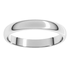 14K White Gold 3 mm Lightweight Half Round Band Size 5