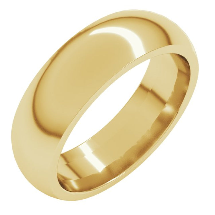 10K Yellow Gold 6 mm Comfort-Fit Half Round Band Size 6