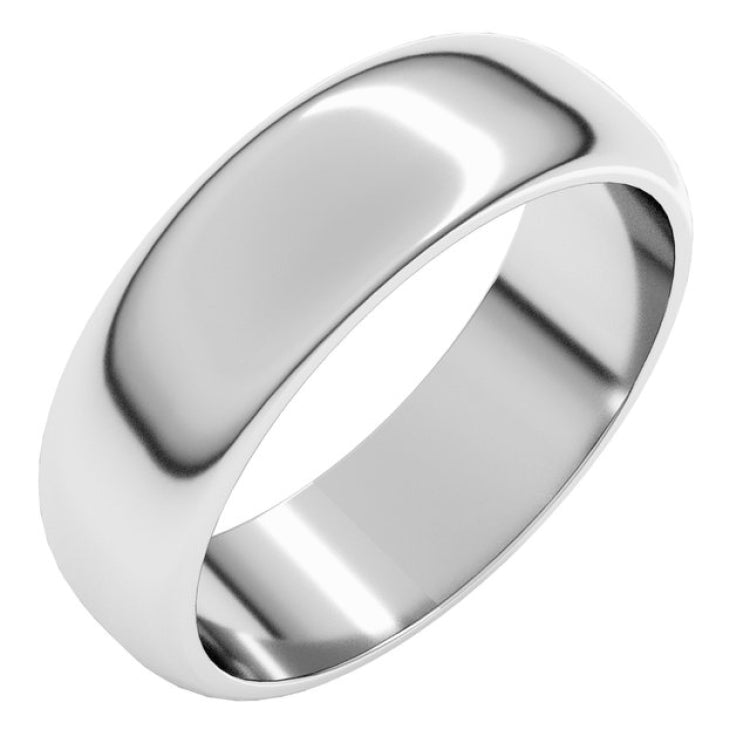 Platinum 6 mm Half Round Band Size 10