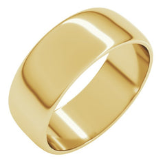 10K Yellow Gold 7 mm Lightweight Half Round Band Size 9