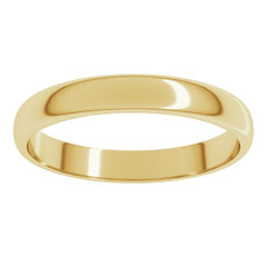 14K Yellow Gold 3 mm Lightweight Half Round Band Size 9