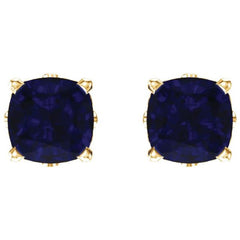 14K Yellow Gold Lab-Grown Blue Sapphire Scroll Setting® Earrings