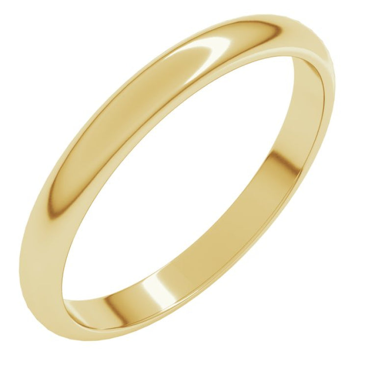 14K Yellow Gold 2.5 mm Half Round Band Size 7