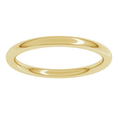 14K Yellow Gold 2 mm Comfort-Fit Full Round Band Size 10